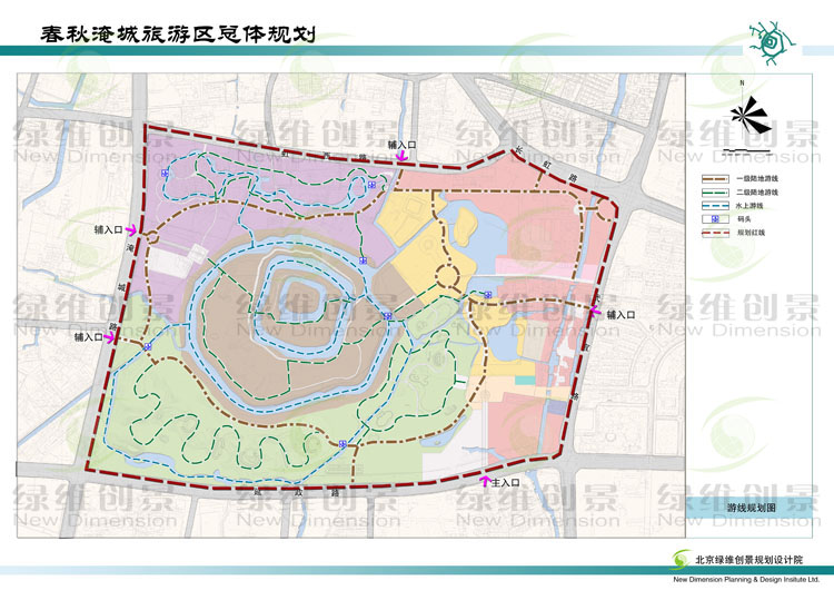 春秋淹城旅游区游线规划图
